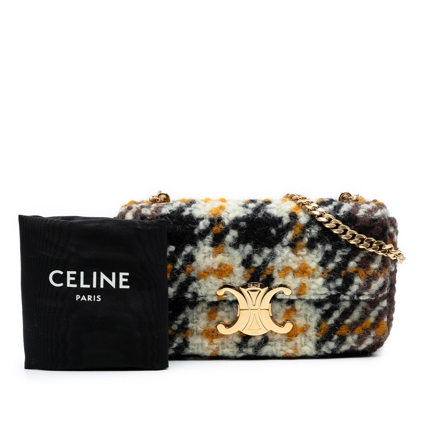 Celine Wool Triomphe Chain Shoulder Bag