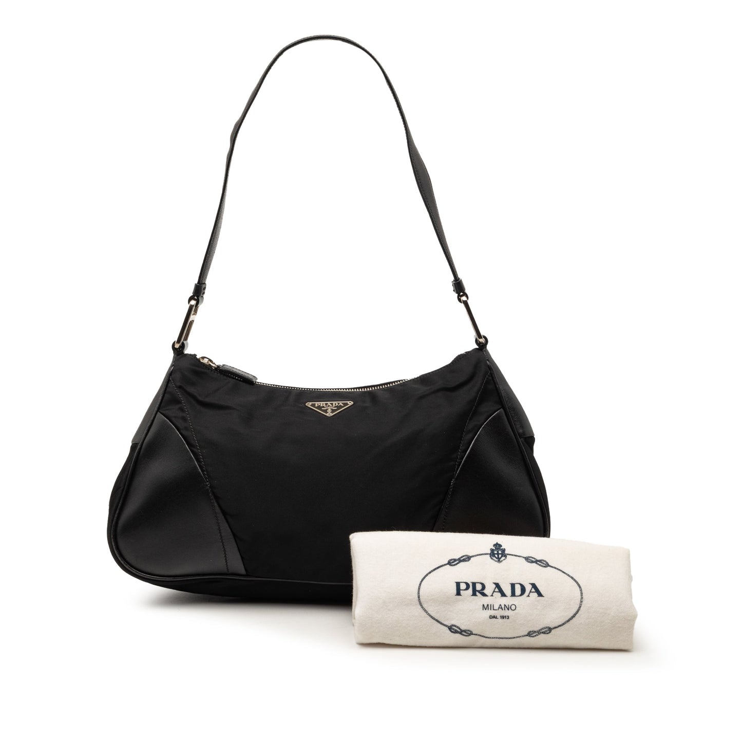 Prada Leather Trimmed Tessuto Shoulder Bag