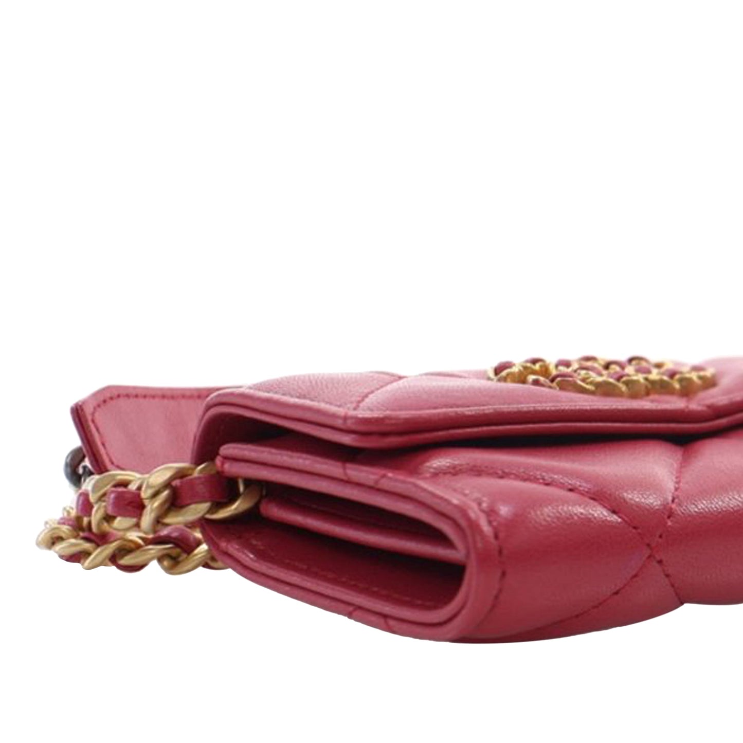 Chanel Quilted Lambskin Chanel 19 Card Holder On Chain