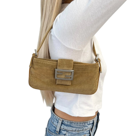 Fendi Corduroy Shoulder Bag